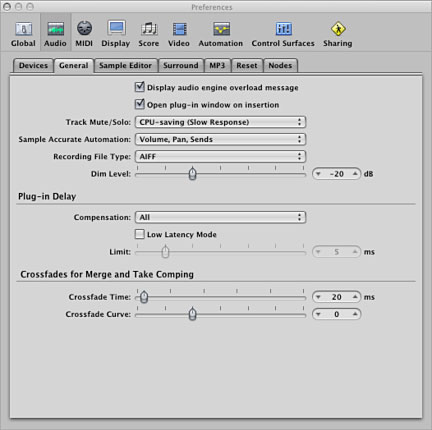 Logic Delay Compensation Preferences